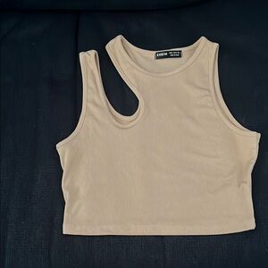 SHEIN Cream Sleeveless Crop Cutout Tank Top